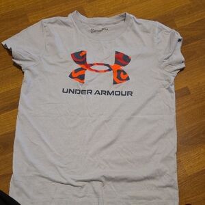 Under Armour Light Gray Tee with Vibrant Logo